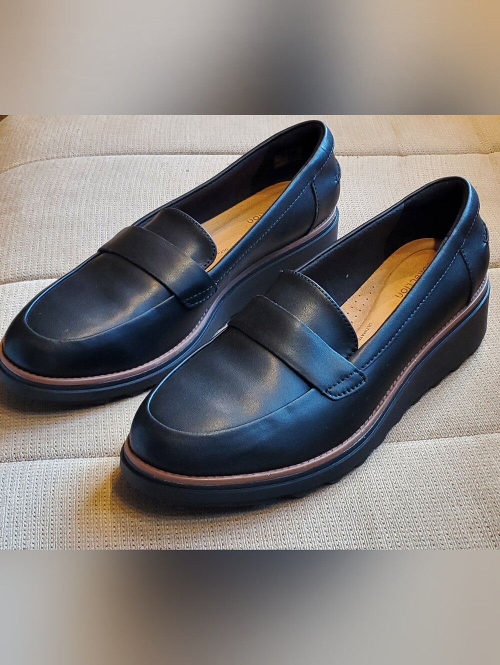 Clarks Sharon Gracie Black Slip-On Shoes